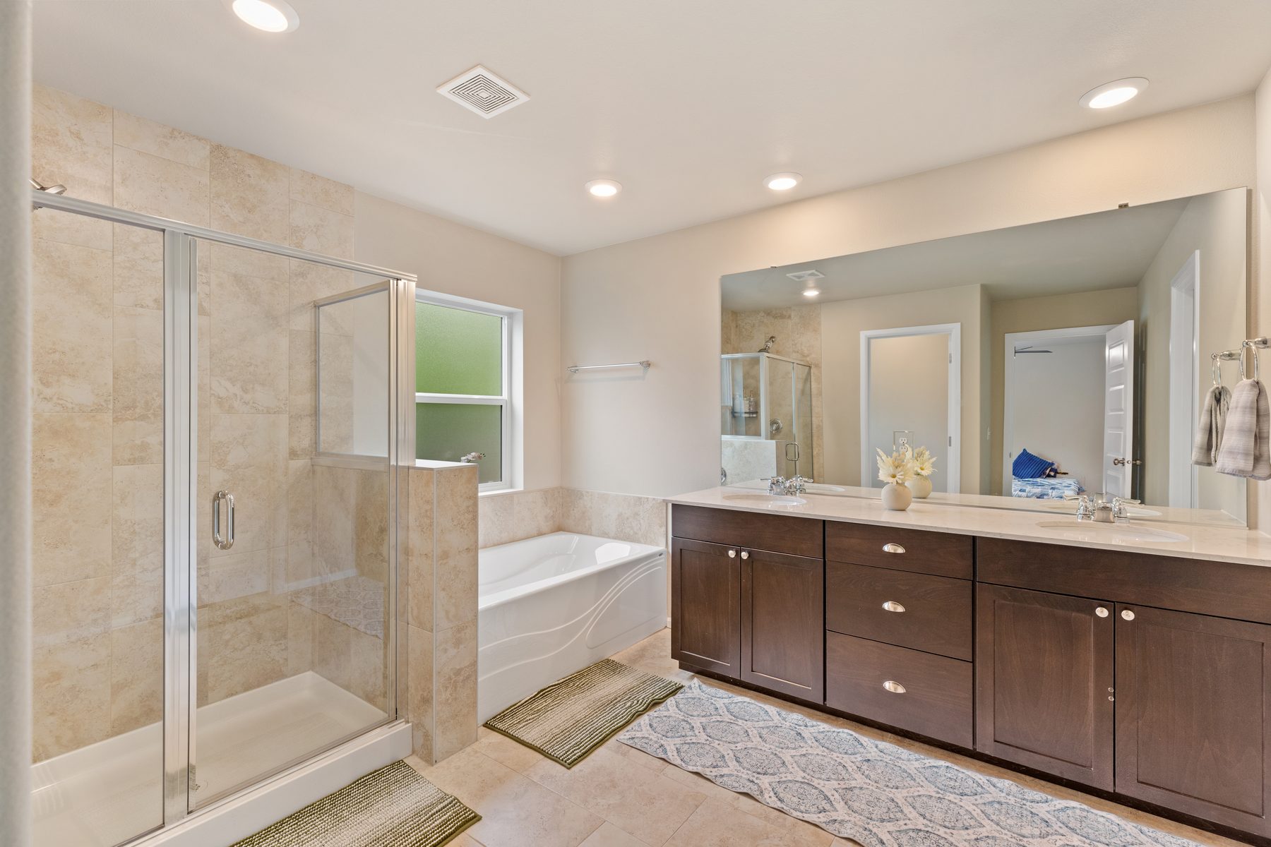 Primary bath with soaking tub and walk-in shower