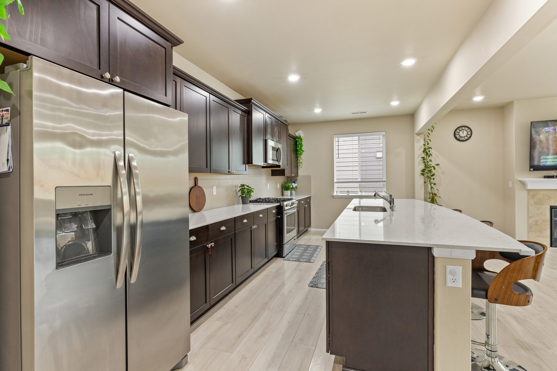 Kitchen opening to the great room